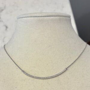 14K Solid White Gold & Diamond Necklace